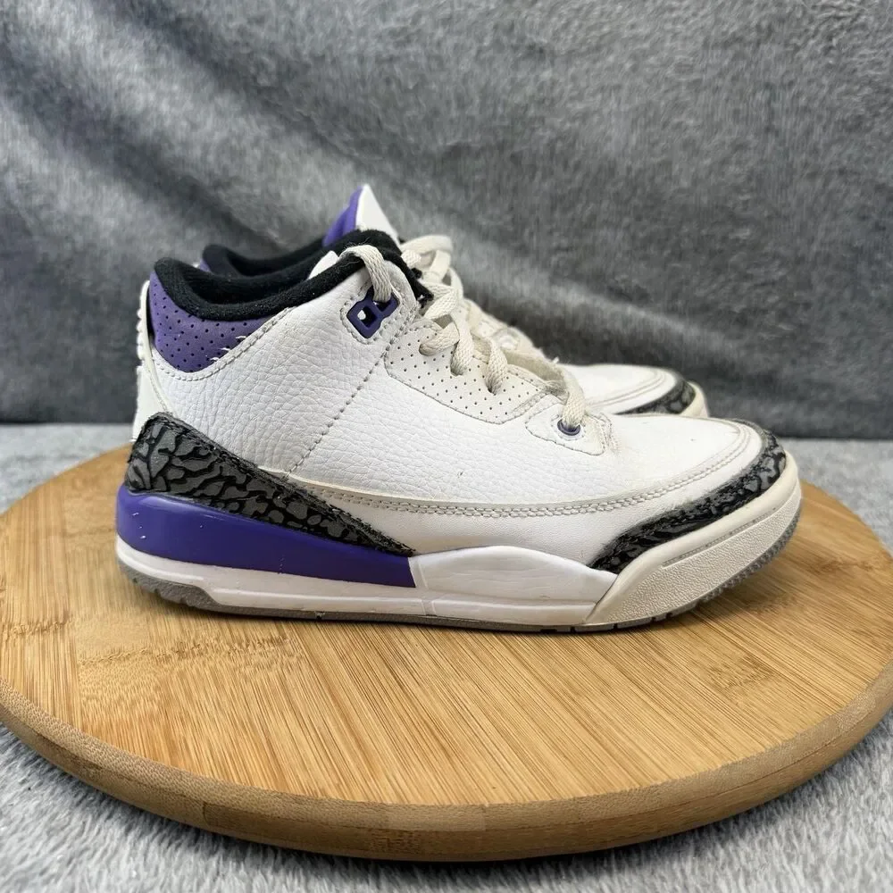 Nike Air Jordan 3 Retro Shoes Boys Size 1.5Y White Dark Iris Sneakers DM0966-105